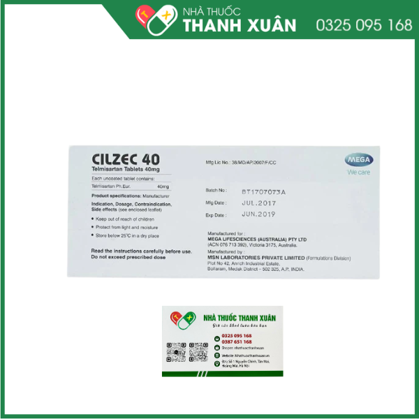 Cilzec 40 điều trị cao huyết áp